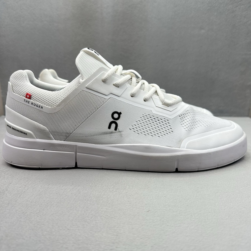 ON The Roger Spin Mens Size 12.5 Shoes White | Black Casual Tennis Sneakers